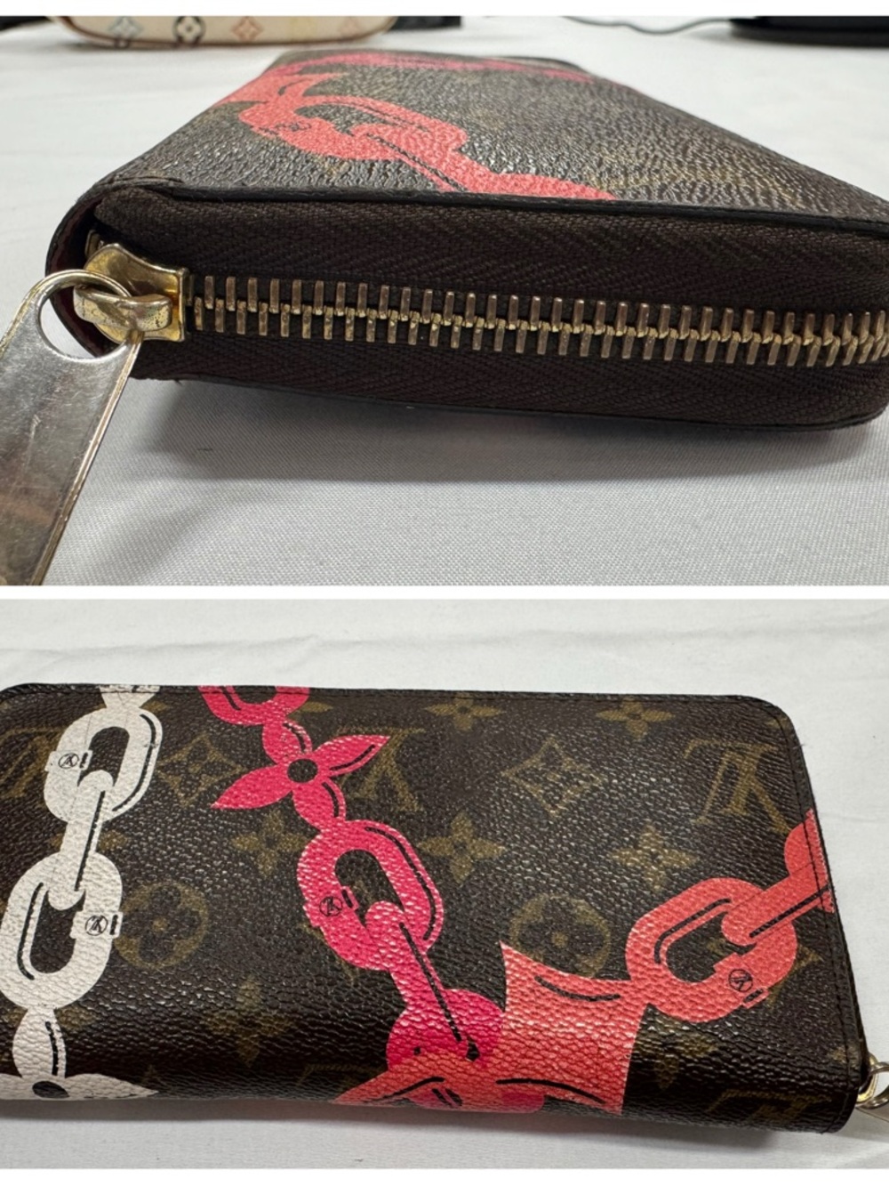 Louis Vuitton Brown Monogram Flower-chain Print Zip Wallet - Picture 4 of 10